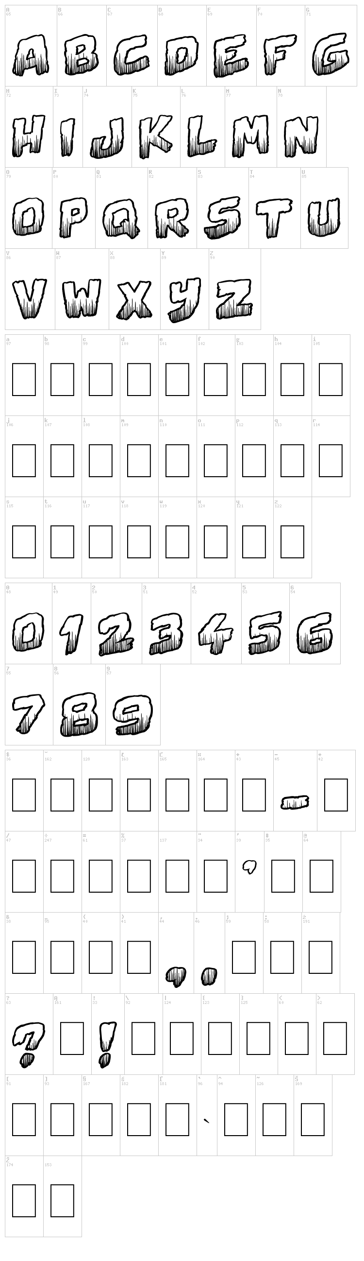 Swamp Death font map
